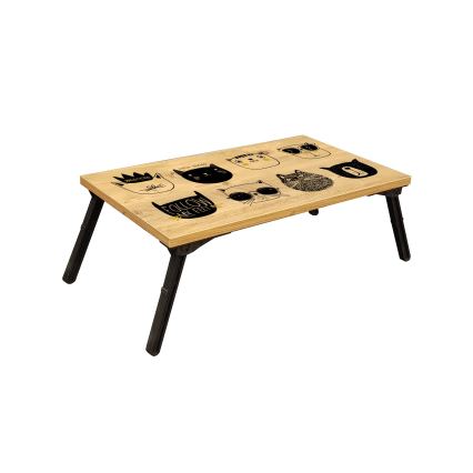 Столик для кровати GUSTO CATS 24x60 см бежевый/черный
