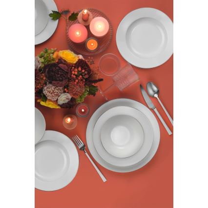 Столовий набір, 18 предметів, білий/сріблястий, фарфор