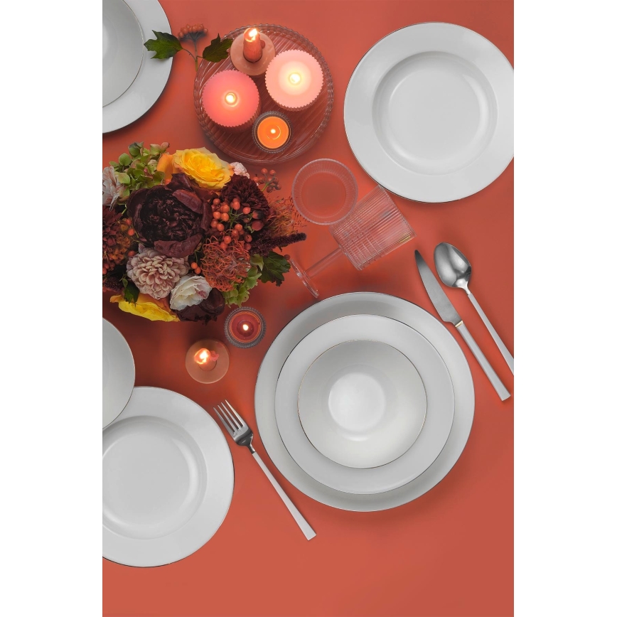 Столовий набір, 18 предметів, білий/сріблястий, фарфор