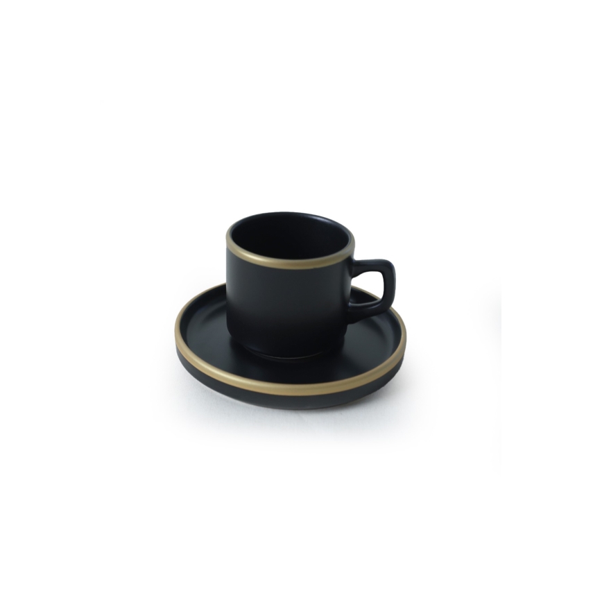 Столовий набір 20 шт., чорний/золотий, із кам'яної кераміки