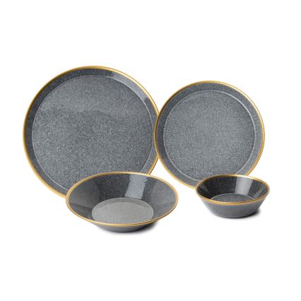 Столовий сервіз, 16 предметів, антрацит/золото/порцеляна