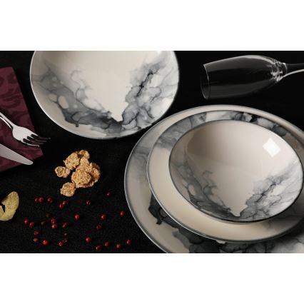 Столовий сервіз 24 предмети білий/чорний/фарфор