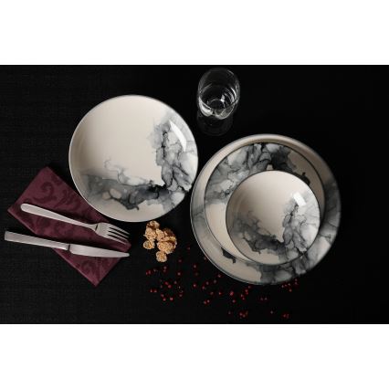 Столовий сервіз 24 предмети білий/чорний/фарфор