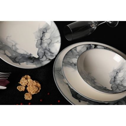 Столовий сервіз 24 предмети білий/чорний/фарфор