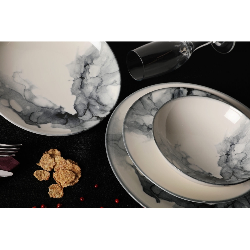 Столовий сервіз 24 предмети білий/чорний/фарфор