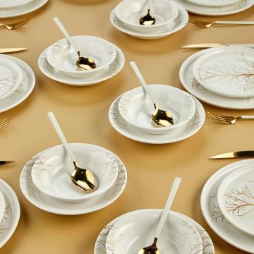 Столовий сервіз 24 шт. білий/помаранчевий/кераміка