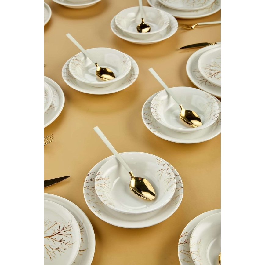 Столовий сервіз 24 шт. білий/помаранчевий/кераміка