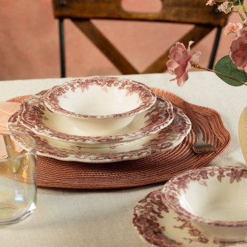 Столовий сервіз, 24 шт., білий/рожевий, фарфор