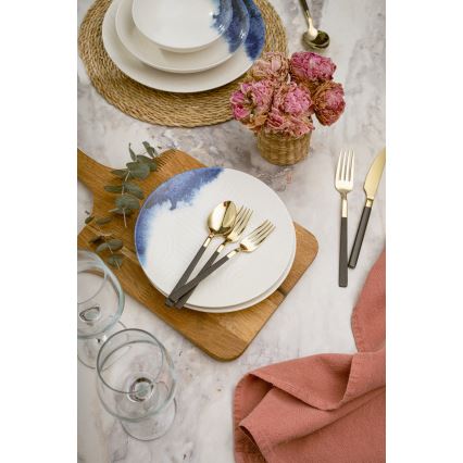 Столовий сервіз 24 шт білий/синій/фарфоровий