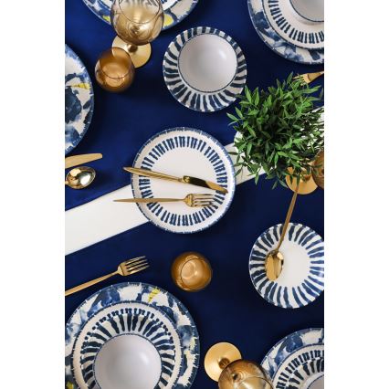 Столовий сервіз, 24 шт., білий/синій/кам'яна кераміка