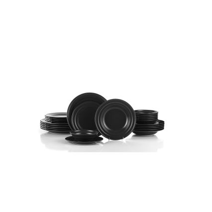 Столовий сервіз, 24 шт., чорний/фарфор