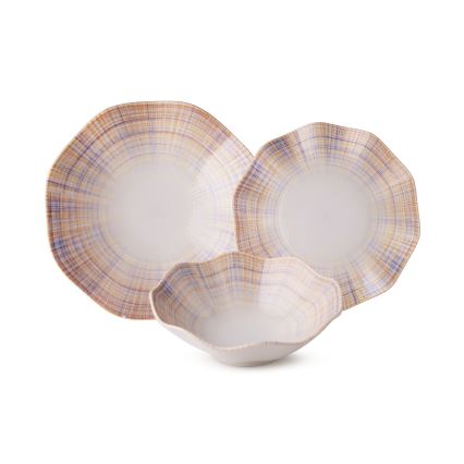 Столовий сервіз 24 шт помаранчевий/синій/фарфор