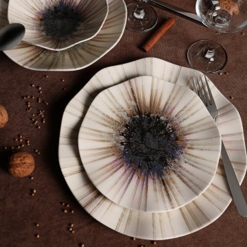 Столовий сервіз, 24 шт., коричневий, порцеляна