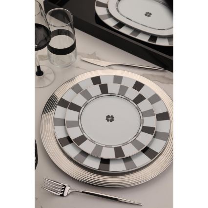 Столовий сервіз 27 шт білий/сірий/фарфор