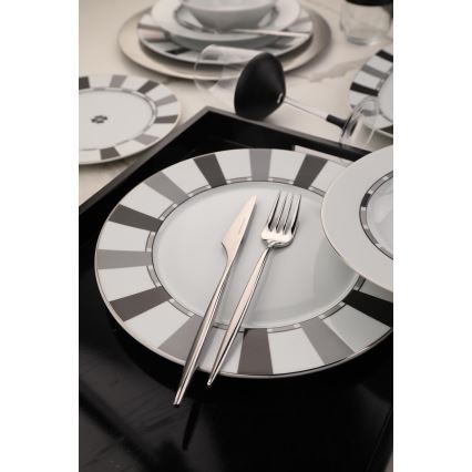 Столовий сервіз 27 шт білий/сірий/фарфор