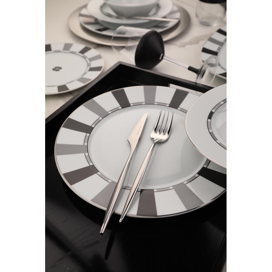 Столовий сервіз 27 шт білий/сірий/фарфор