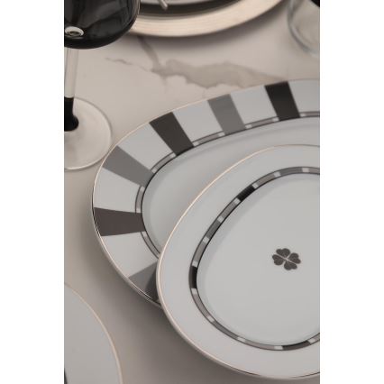 Столовий сервіз 27 шт білий/сірий/фарфор