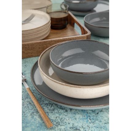 Столовий сервіз — 16 шт., сірий/бежевий, фарфор