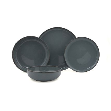 Столовый набор 16 предметов серый/фарфор