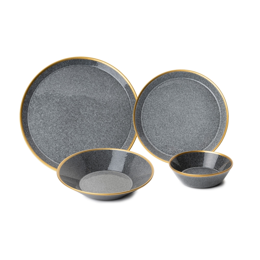 Столовый набор 16 шт. антрацит/золотой/фарфор