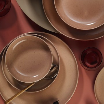 Столовый набор 16 шт. коричневый/бежевый/фарфоровый