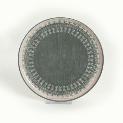 Столовый набор, 24 предмета, бежевый/зелёный, из каменной керамики