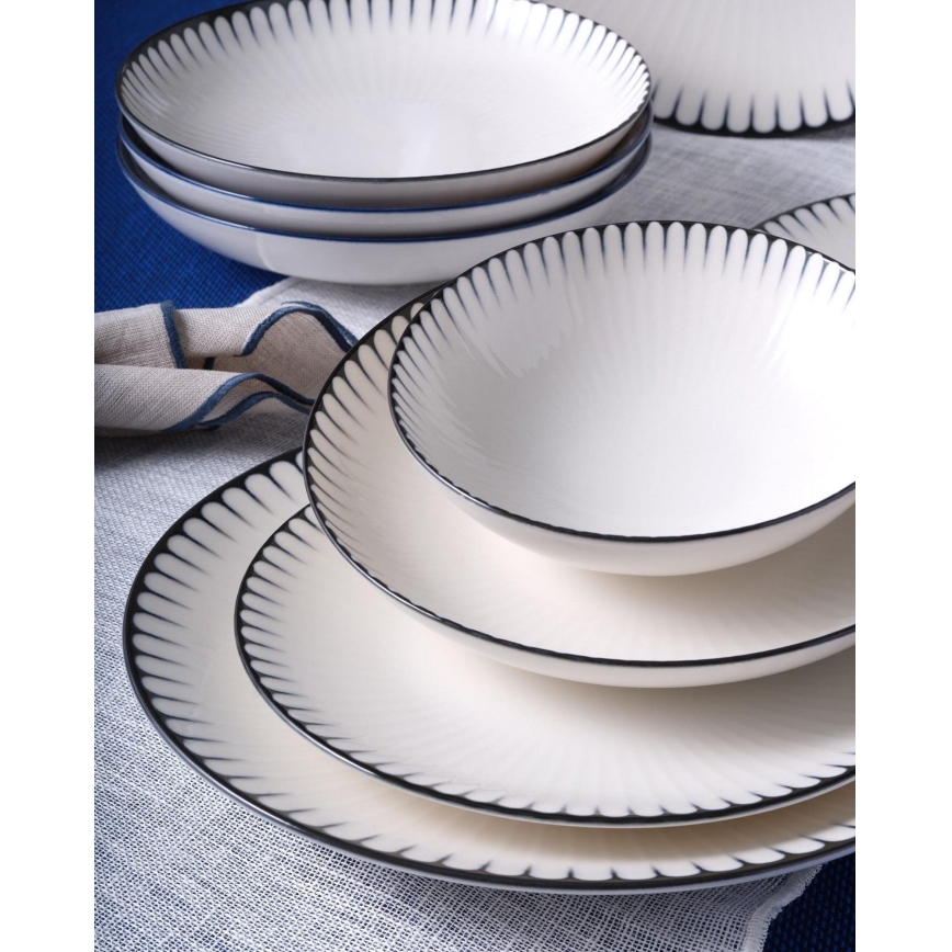 Столовый набор 24 шт. белый/черный/фарфор