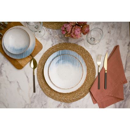 Столовый набор 24 шт. белый/синий/фарфор