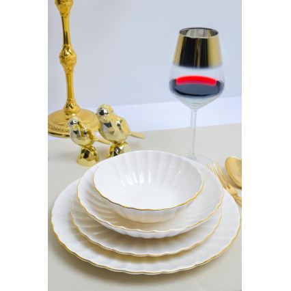 Столовый набор 24 шт. белый/золотой/фарфор