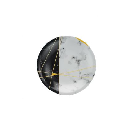 Столовый набор 24 шт. чёрный/белый/золотой/фарфор