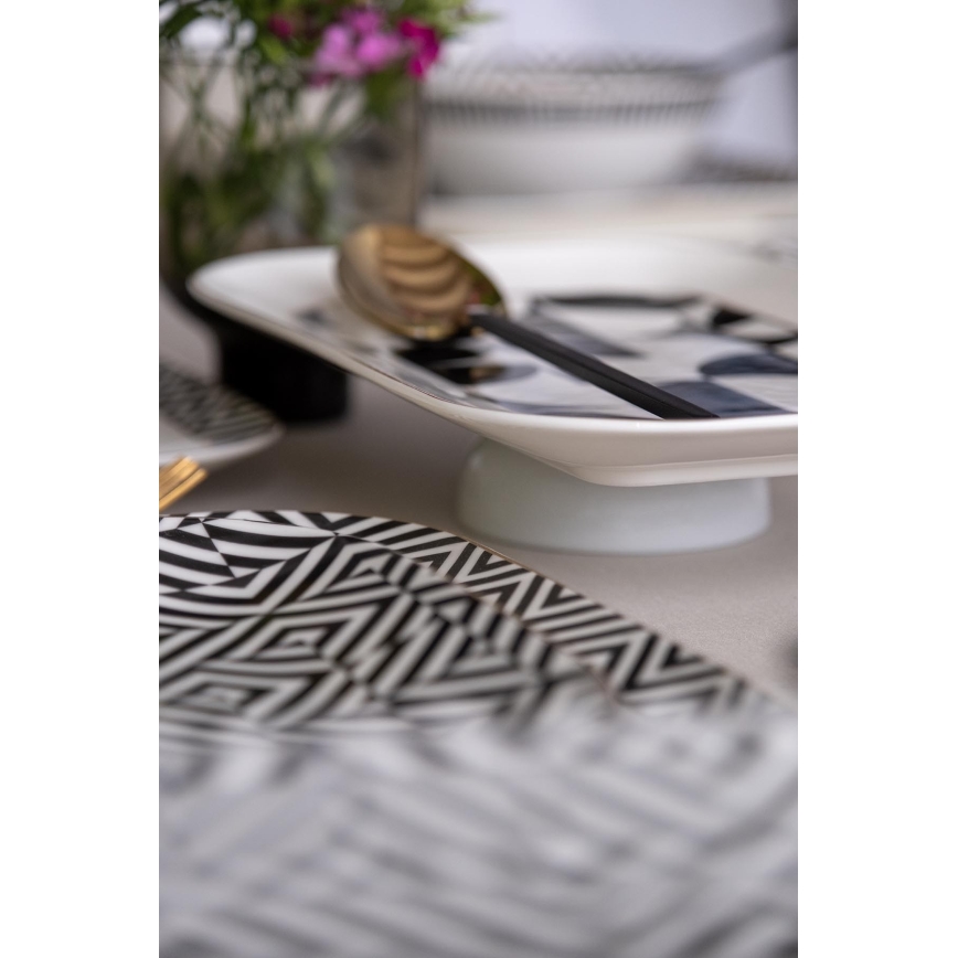 Столовый набор 26 предметов белый/чёрный/фарфор