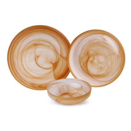 Столовый набор из 18 предметов, оранжевый/стекло