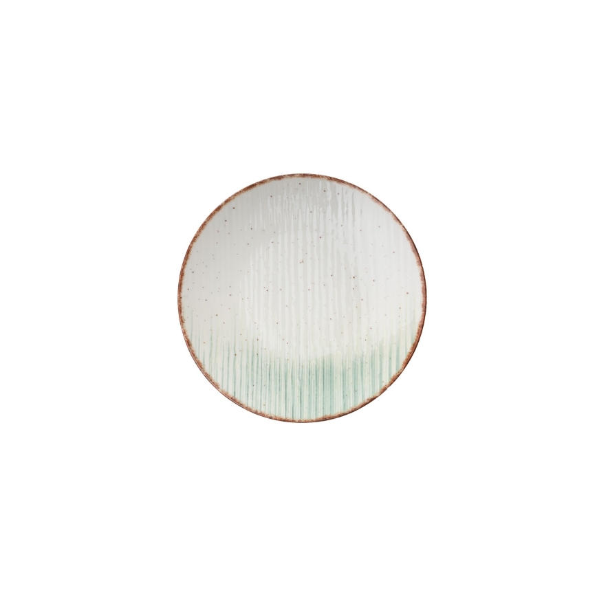 Столовый набор из 24 предметов, белый/зелёный, фарфор