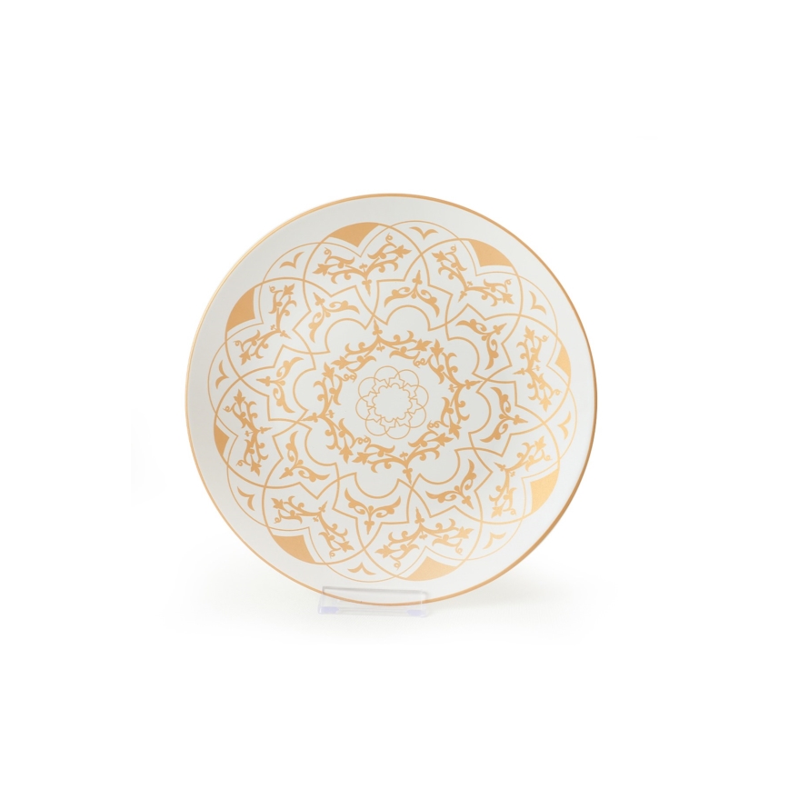 Столовый набор из 24 предметов — белый с золотой отделкой, керамика