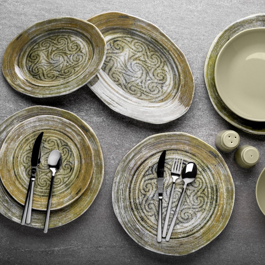 Столовый набор из 29 предметов зелёный/фарфор