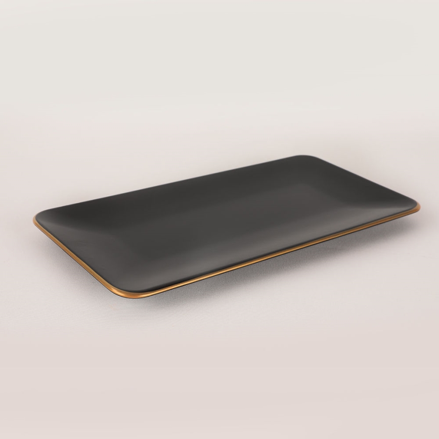 Столовый набор из 44 предметов, чёрный/золотой/керамика