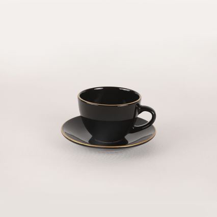 Столовый набор из 44 предметов, чёрный/золотой/керамика