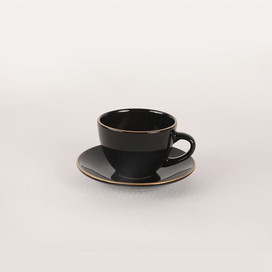 Столовый набор из 44 предметов, чёрный/золотой/керамика