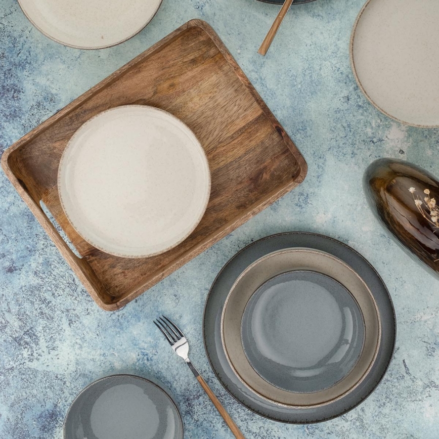 Столовый сервиз, 16 предметов, серый/бежевый, фарфор