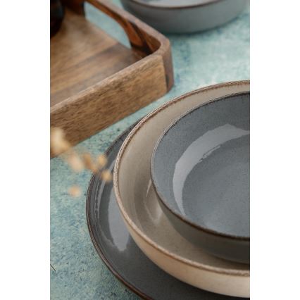 Столовый сервиз, 16 предметов, серый/бежевый, фарфор