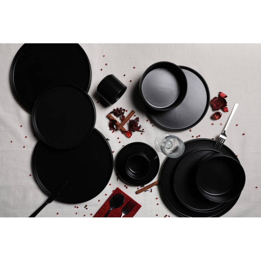 Столовый сервиз, 20 предметов, чёрный, из каменной керамики