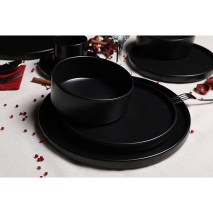 Столовый сервиз, 20 предметов, чёрный, из каменной керамики