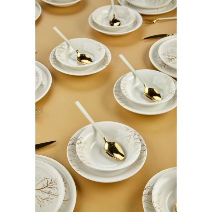 Столовый сервиз, 24 предмета — белый/оранжевый, керамика