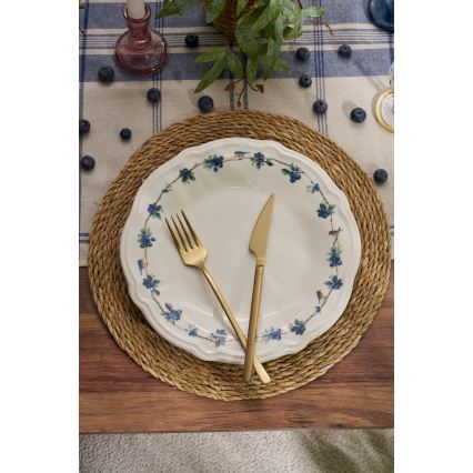 Столовый сервиз, 24 шт., белый/синий, фарфор