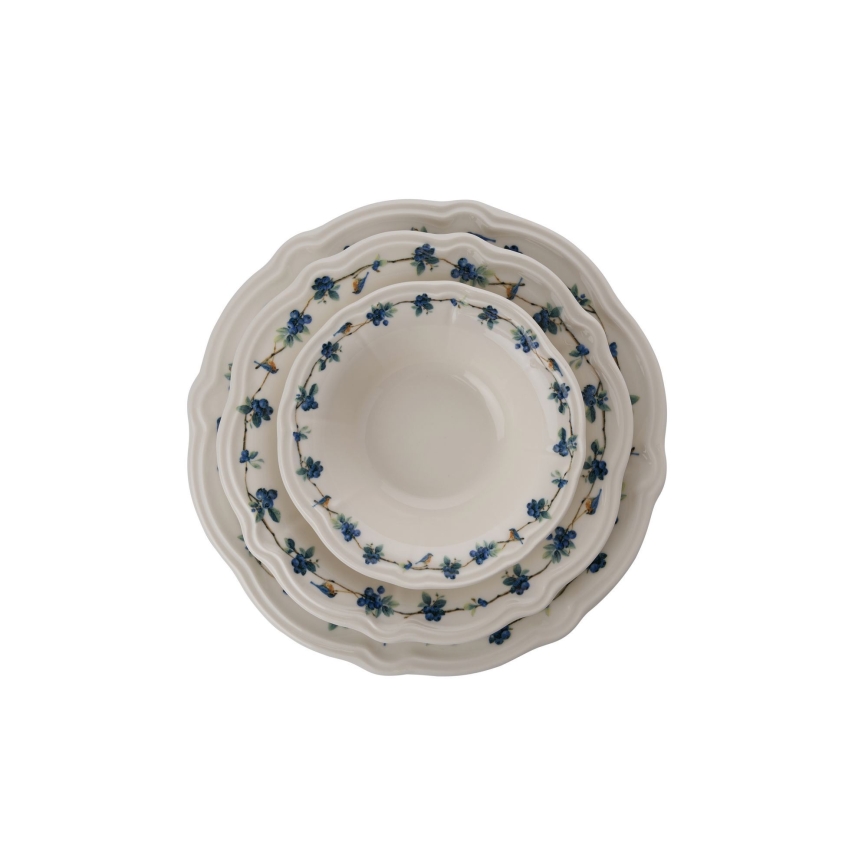 Столовый сервиз, 24 шт., белый/синий, фарфор