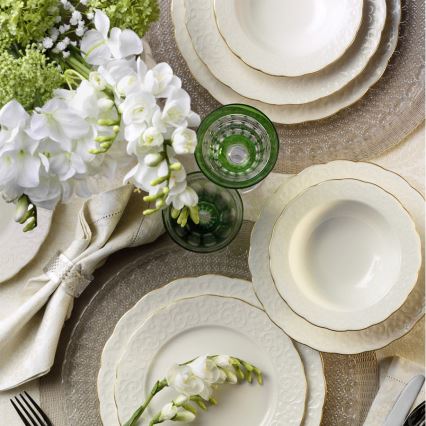 Столовый сервиз 24 шт. белый/золотой/фарфор