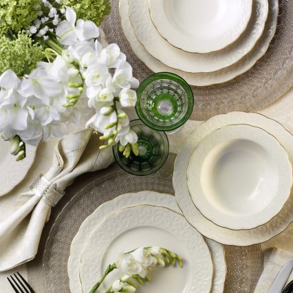 Столовый сервиз 24 шт. белый/золотой/фарфор