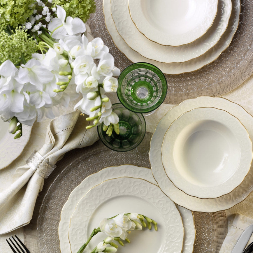 Столовый сервиз 24 шт. белый/золотой/фарфор