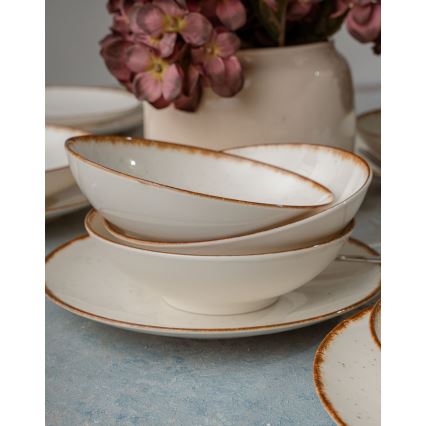 Столовый сервиз, 24 шт., бежевый/коричневый, фарфор