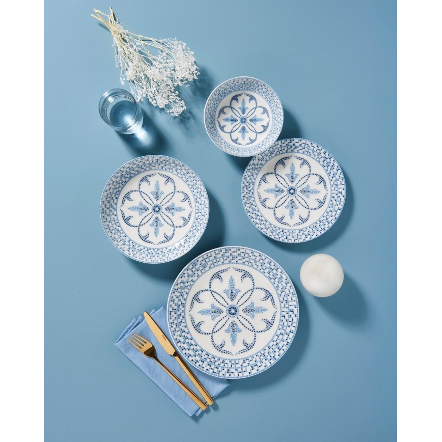 Столовый сервиз 24 шт синий/фарфор